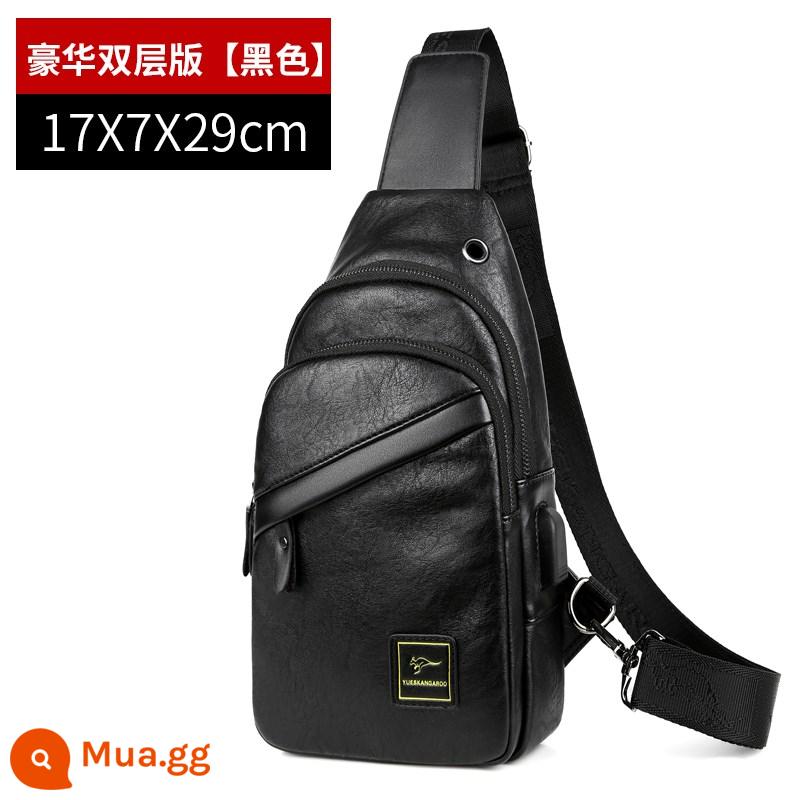 Yuesen Kangaroo Túi ngực Men Summer Bag Bag Messenger Messenger Túi Messenger Đàn ông nhỏ Backpack Hang Oller Shoulder Tag Tide - Sang trọng hai lớp màu đen [Túi đeo vai]