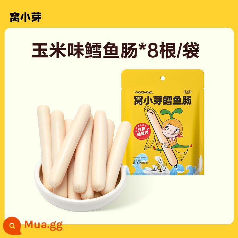 Wo Xiaoya Xúc xích cá tuyết nguyên bản Xúc xích 72% thịt cá tuyết Snack Xúc xích giăm bông Xúc xích dinh dưỡng 10g * 8 - [1 gói] Vị bắp xúc xích cá tuyết (8 que)