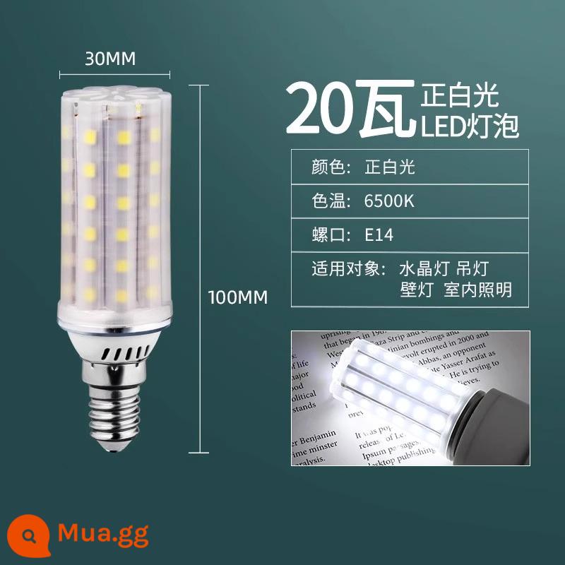 Bóng Đèn LED Ngô Đèn Hộ Gia Đình E27 Sợi E14 Vít Tiết Kiệm Năng Lượng Đèn Trắng Ấm Ba Màu Ánh Sáng Chiếu Sáng đèn Chùm Đèn - Không nhấp nháy, cổng vít E14, ánh sáng trắng 20W