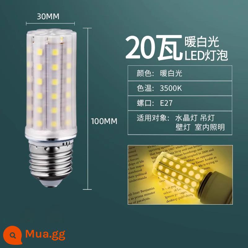 Bóng Đèn LED Ngô Đèn Hộ Gia Đình E27 Sợi E14 Vít Tiết Kiệm Năng Lượng Đèn Trắng Ấm Ba Màu Ánh Sáng Chiếu Sáng đèn Chùm Đèn - Không nhấp nháy, cổng vít E27, đèn ấm 20W