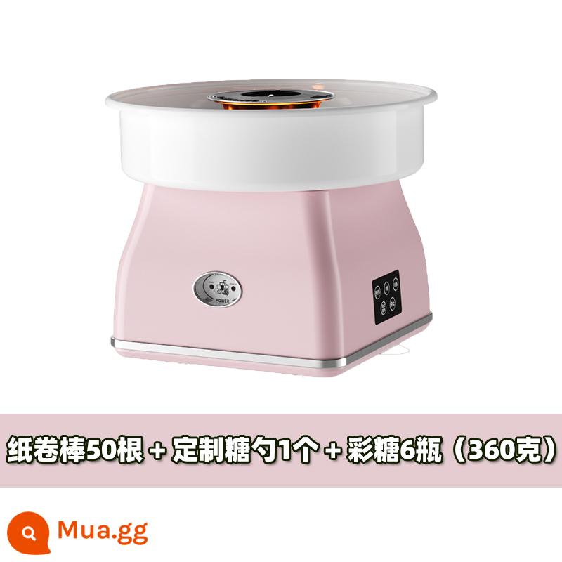 Kolft New Smart Children Home Small Full Automatic Commercial Mini -Machine Machial Machine - Bột hoa anh đào + 50 que màu + 6 lọ đường màu + thìa đường