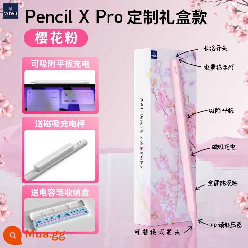 wiwu/để giác ngộ bút chì apple bút điện dung ipad bút máy tính bảng màn hình cảm ứng bút applepencil thế hệ thứ nhất và thứ hai thích hợp cho Apple bút cảm ứng ipadpencil stylus sạc hút từ tính - [Sạc từ] Bút chì X Pro (hộp quà tặng tùy chỉnh丨Bột hoa anh đào) + sạc miễn phí