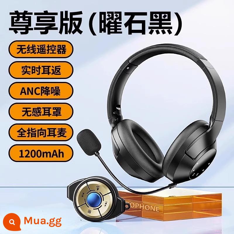 Thích hợp cho tai nghe Bluetooth gắn trên đầu của Sony kỳ thi tuyển sinh đại học kỳ thi tuyển sinh đại học tiếng Anh bốn hoặc sáu đài FM tai nghe không dây trở lại - Phiên bản điều khiển từ xa "Obsidian Black" quay trở lại tai thời gian thực★Giảm tiếng ồn ANC★ bịt tai không khí