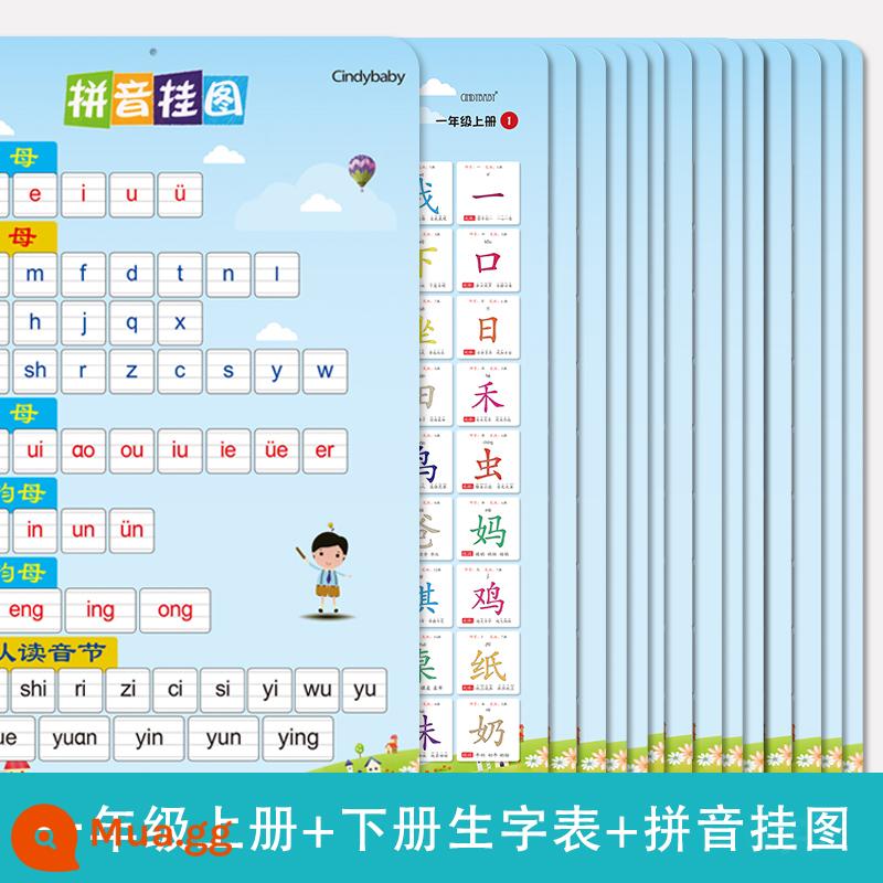 Biết chữ bảng treo tường trẻ em Hán Việt học nhận thức công nhận giáo dục sớm mẫu giáo dán tường lớp một bảng từ mới lớn - Danh sách từ vựng cho học sinh lớp 1 (tập 1 và 2) + Bảng bính âm treo tường [tổng cộng 12 hình]