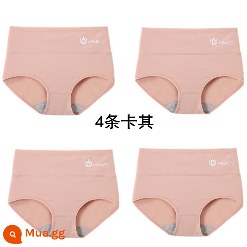 Bộ 4 Quần Lót Nữ Cao Cấp Tập Điều Khiển Cotton Kháng Khuẩn Graphen Thoáng Khí Nâng Hông XL Nữ Quần Đùi - 4 dải kaki