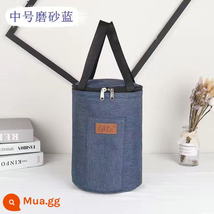 Thống nhiệt cách nhiệt Than Hệ thống sưởi Tay áo dày lớn hình tròn Bento Bento Bento -lifting tròn thùng nhôm túi nhôm túi - Kích thước trung bình cao 23 rộng 15 thùng màu xanh [cách nhiệt]