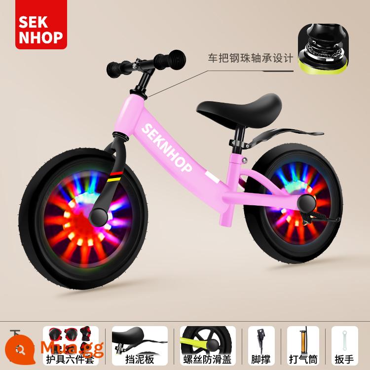 Xe thăng bằng trẻ em không có bàn đạp 2--8 tuổi xe trượt Scooter 12 inch 14 inch xe Scooter trẻ em xe tập đi - Bánh xe bảo vệ 12 inch kiểu M [công chúa hồng]