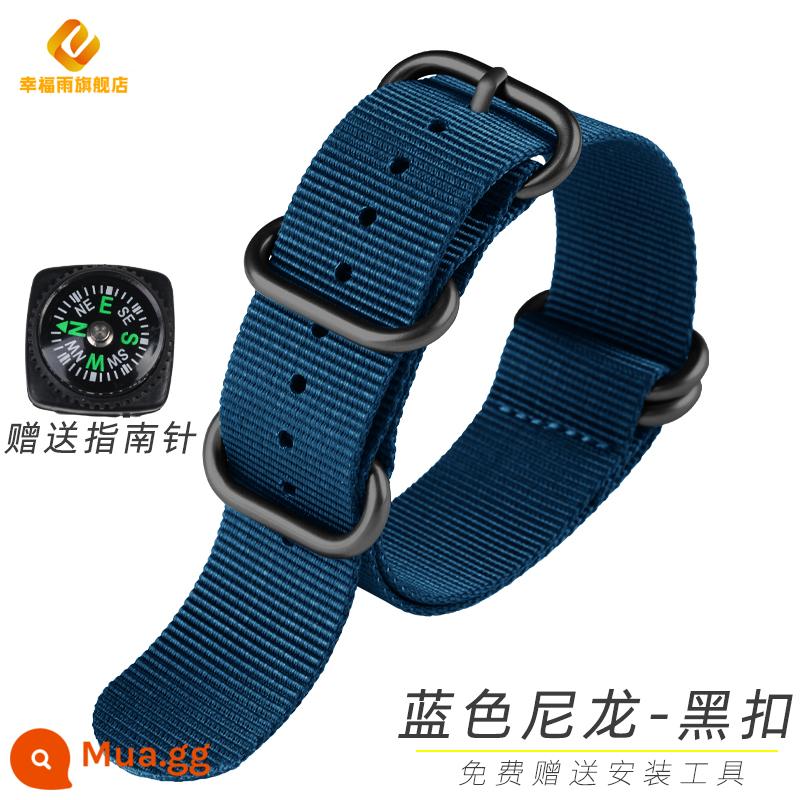 Dây nylon NOTA NATO thích hợp cho la bàn ngoài trời Omega seahorse Jeep jeep Panerai 24 - Khóa 4 # màu xanh - đen