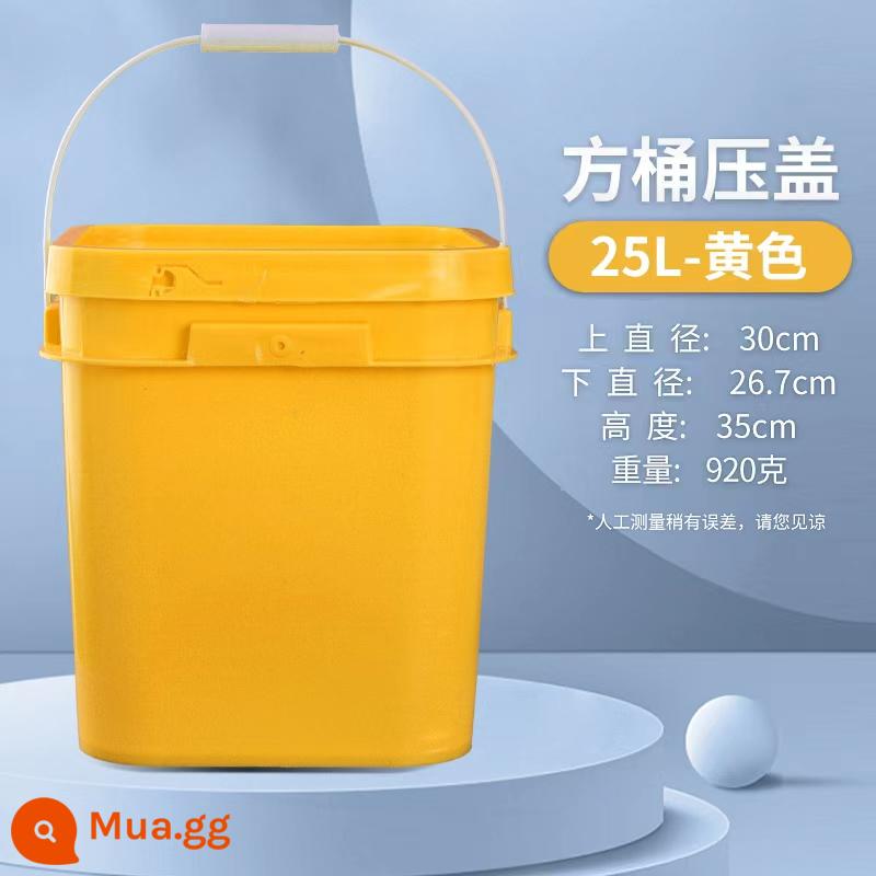 Xô nhựa có nắp, xô kín, xô nhỏ 25 lít, sơn latex vuông, nguyên liệu in theo yêu cầu, trống nắp vặn - Thùng vuông 25 lít màu vàng