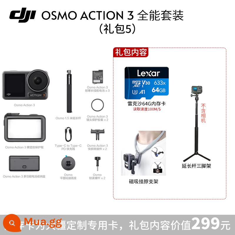 Camera thể thao DJI ACTION3 chống nước chống rung độ nét cao live 5k selfie - Bộ đa năng + gói quà 5