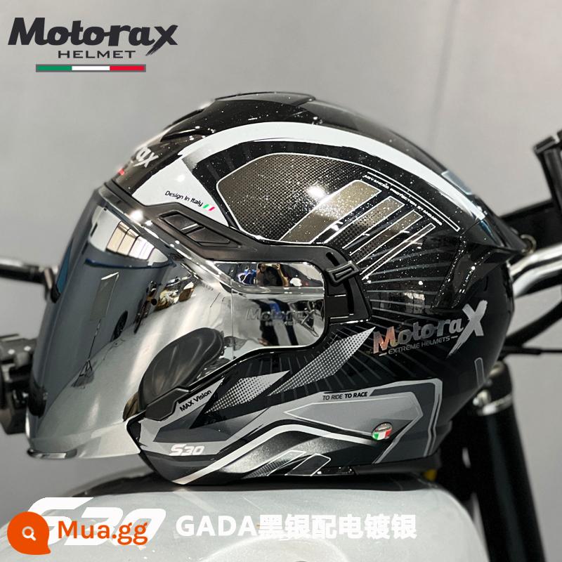 Motorax Morex S30 Đầu Máy Mũ Bảo Hiểm Nửa Nam Mùa Hè Đầu Máy Nữ Ba Phần Tư Bluetooth Ống Kính Đôi - Mạ bạc phân phối bạc đen GADA