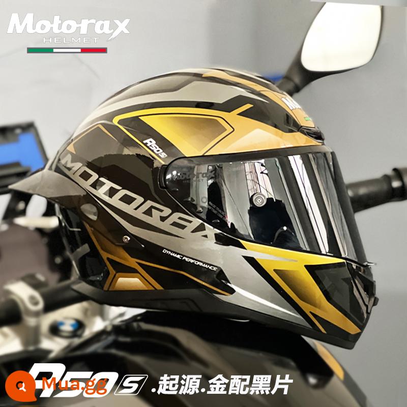 MOTORAX R50S Koi Đầu Xám Mũ Bảo Hiểm Nam Nữ Bốn Mùa Đầu Máy Full Mũ Bảo Hiểm Cá Tính Thoáng Mát Đầu Máy Đa Năng - R50S vàng nguyên chất vảy đen