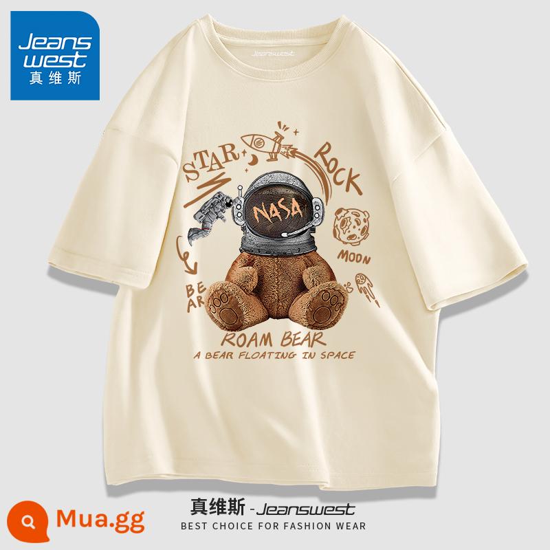 Áo thun nam JR Jeanswest ngắn tay áo thun cotton mùa hè nam nửa tay nam thương hiệu cặp đôi muối phong cách bạn trai - lúa cạn#spacebear