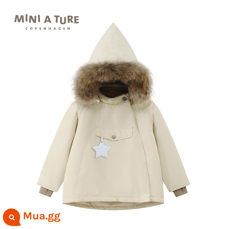 Quần áo trẻ em thu nhỏ của Đan Mạch 23 mùa đông mới áo khoác nhung dày cotton chống nước cho nam và nữ dành cho trẻ nhỏ và vừa - Kem Angora