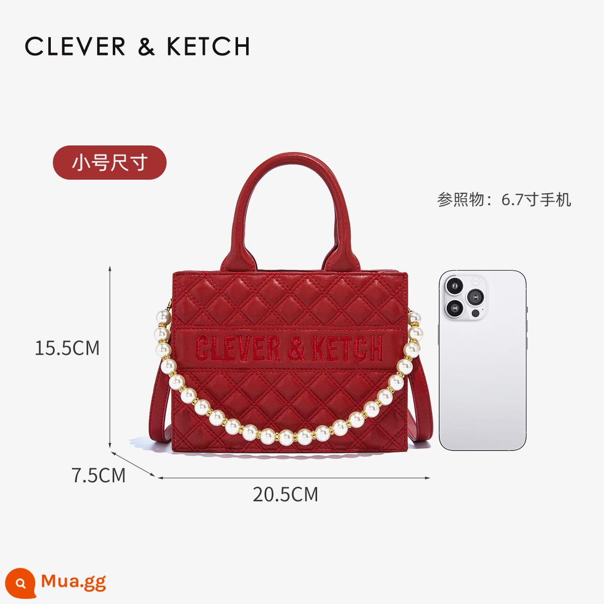 Túi tote dung tích lớn Clever&Ketch nữ 2022 túi kim cương nhỏ mới túi cưới màu đỏ cô dâu nữ - nhỏ màu đỏ