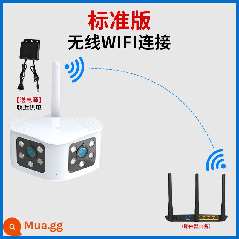 Ống nhòm hai mắt hai mắt góc siêu rộng Camera toàn cảnh 180 độ ngoài trời Cung cấp điện POE mạng giám sát hành lang không có góc chết Bộ màn hình 360 độ đặt điện thoại di động tại nhà cho lớp học camera từ xa - Góc siêu rộng 180 độ cho cả mắt trái và mắt phải [WIFI không dây + nguồn điện thường]