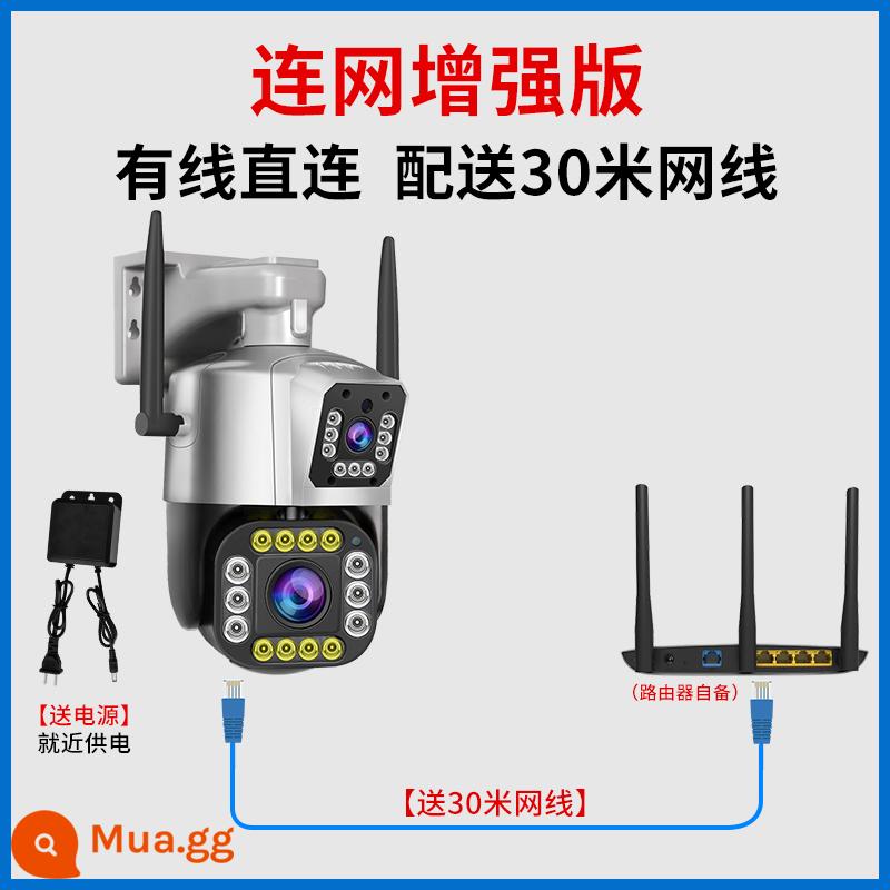 Ống nhòm hai mắt hai mắt góc siêu rộng Camera toàn cảnh 180 độ ngoài trời Cung cấp điện POE mạng giám sát hành lang không có góc chết Bộ màn hình 360 độ đặt điện thoại di động tại nhà cho lớp học camera từ xa - Máy bi hai mắt lên xuống [miễn phí cáp mạng 30m có WIFI + nguồn điện thông thường]