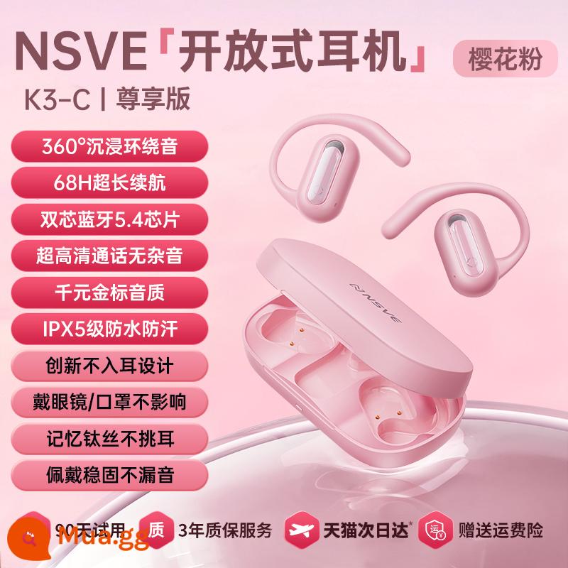 Tai nghe Bluetooth 2024 mới mở không dây chất lượng cao pin siêu dài thể thao thích hợp cho Huawei Apple Xiaomi - Sakura Pink [Phiên bản độc quyền] Âm thanh vòm 360° sống động ✅ Thời lượng pin 68 giờ ✅ Đeo thoải mái và không đau