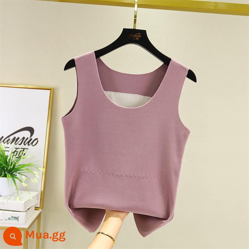 Áo vest nhung giữ ấm hai mặt và bảo vệ bụng Áo vest liền mạch dành cho nữ trong mùa thu đông cộng với dây đeo nhung giúp giữ dáng thon gọn và ấm áp - Một