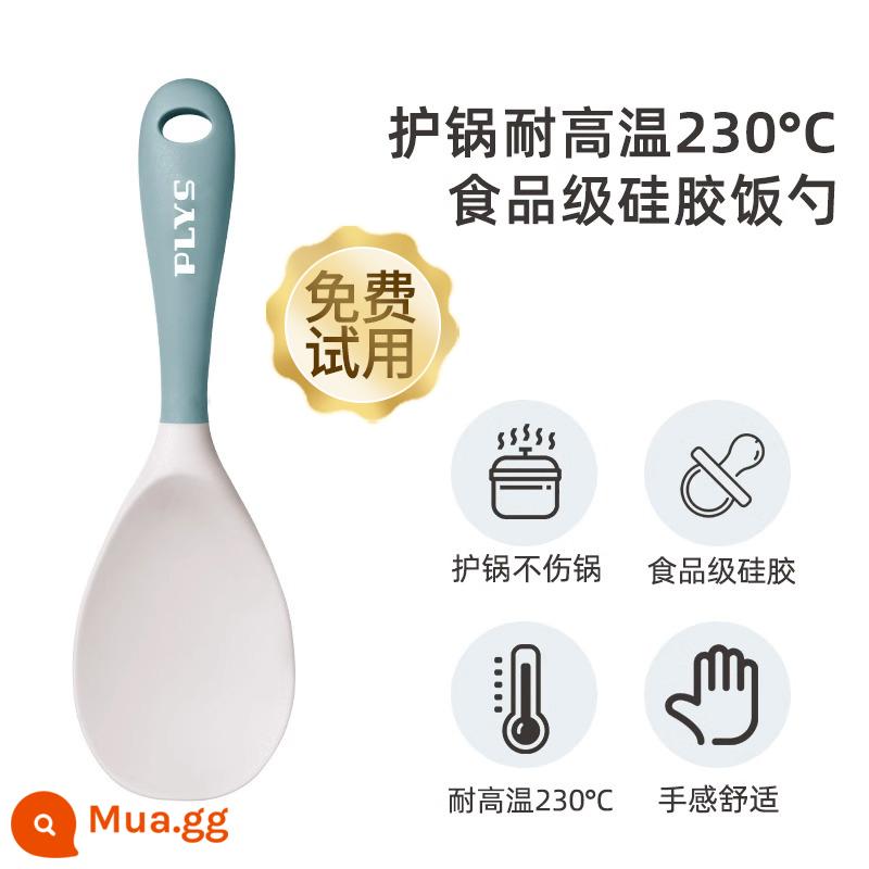 Đức Thìa Canh Silicone Lớn Canh Hộ Gia Đình Lẩu Rò Rỉ Thìa Chiên Tay Cầm Dài Không Làm Tổn Thương Nồi Dụng Cụ Nhà Bếp Bộ Vật Dụng Nhà Bếp - Muỗng cơm màu xanh sữa [loại thực phẩm silicone_chịu nhiệt độ cao 230oC]