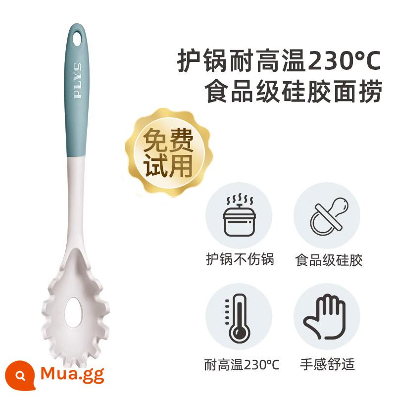 Đức Thìa Canh Silicone Lớn Canh Hộ Gia Đình Lẩu Rò Rỉ Thìa Chiên Tay Cầm Dài Không Làm Tổn Thương Nồi Dụng Cụ Nhà Bếp Bộ Vật Dụng Nhà Bếp - Mì xanh sữa [silicone_chịu nhiệt độ cao 230oC]