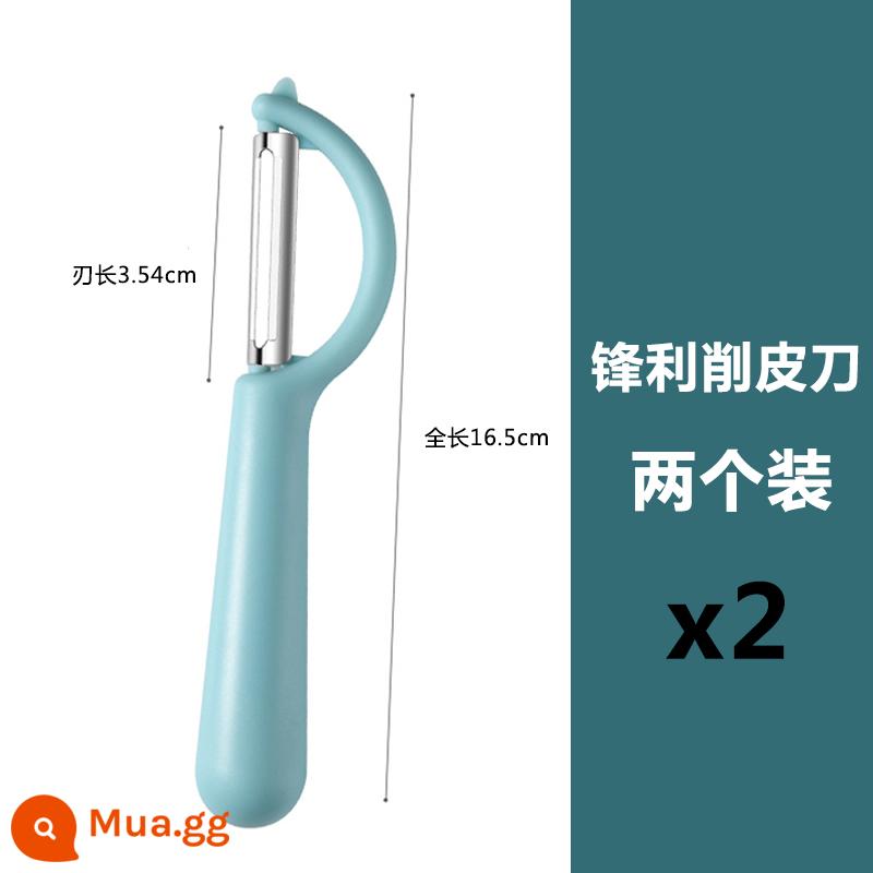 Dao gọt vỏ dao cạo nhà bếp hộ gia đình bằng thép không gỉ đa chức năng gọt vỏ hiện vật trái cây dao gọt vỏ dưa bào - Dụng cụ gọt vỏ dưa xanh biển [gói 2 chiếc]