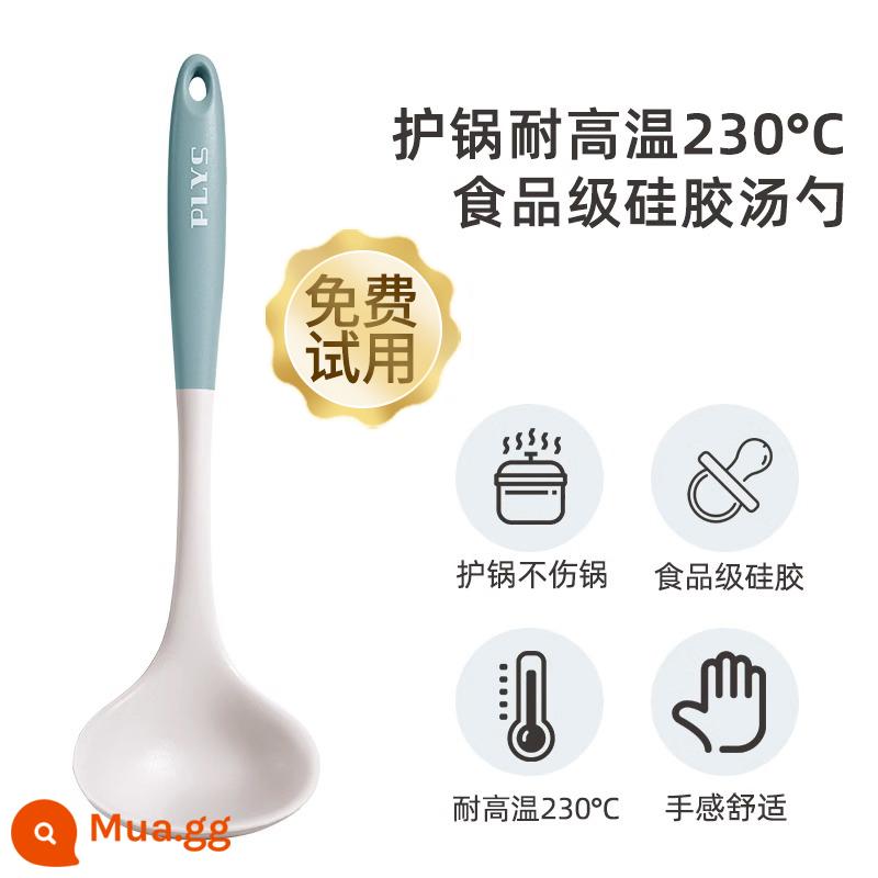 Đức Thìa Canh Silicone Lớn Canh Hộ Gia Đình Lẩu Rò Rỉ Thìa Chiên Tay Cầm Dài Không Làm Tổn Thương Nồi Dụng Cụ Nhà Bếp Bộ Vật Dụng Nhà Bếp - [Muỗng màu xanh sữa [chất liệu silicon dùng cho thực phẩm]