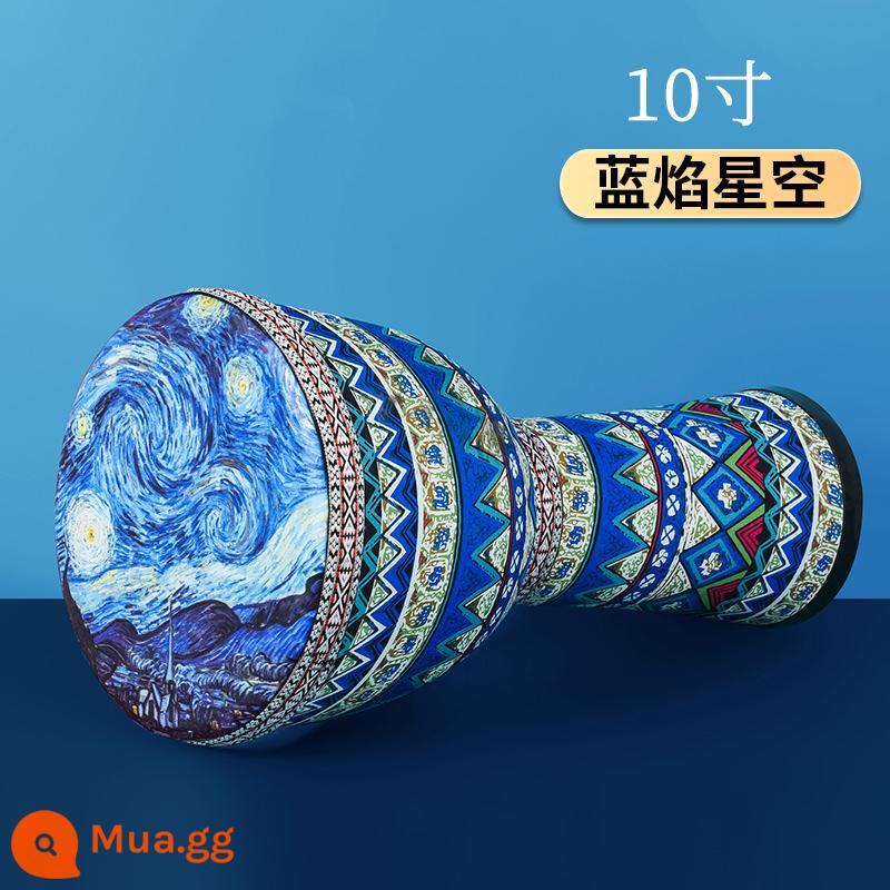 Trống trống châu Phi trẻ em mẫu giáo dành cho người lớn dành - Túi xách trẻ em [Blue Flame Starry Sky 10 Inch] thông thường + Hướng dẫn