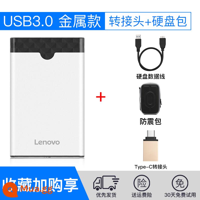 Hộp ổ cứng di động Lenovo 2,5 inch USB3.0 ổ cứng tốc độ cao bên ngoài hộp SSD ổ cứng cơ học vỏ ổ cứng máy tính xách tay hộp bên ngoài đầu đọc bên ngoài ổ cứng di động đã sửa đổi - [USB3.0 kim loại 2,5 inch]+túi chống sốc+Bộ chuyển đổi Type-C