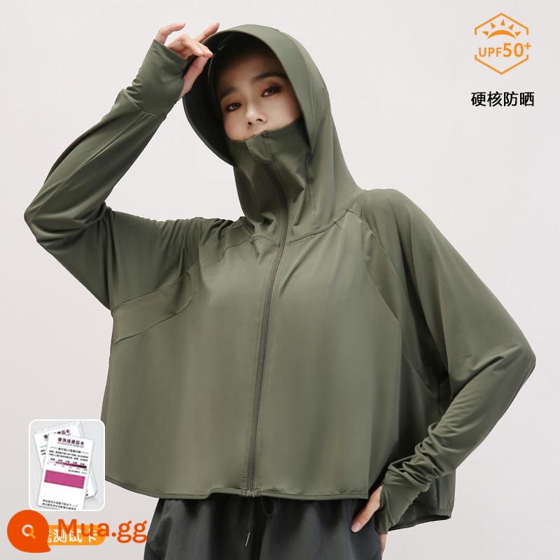 Quần Áo Chống Nắng Nữ Mùa Hè Mới 2023 Áo Mỏng Băng Lụa Cardigan Chống Tia UV Áo Khoác Chống Nắng Thoáng Khí Quần Áo - Mô hình ngón tay cái-màu xanh lá cây bách (upf50+ thẻ kiểm tra miễn phí)