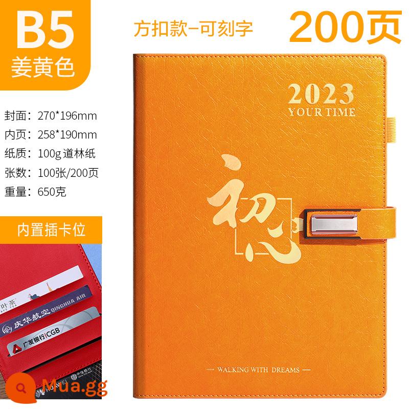 Sổ tay sổ sách 2023 tùy chỉnh mới sổ ghi chép có giá trị cao kỳ thi tuyển sinh sau đại học văn phòng kinh doanh a5 nhật ký dành cho người lớn tinh tế nâng cao b5 đọc công việc notepad hộp quà da mềm bán buôn siêu dày - B5 khóa tùy chỉnh màu vàng chanh-3D