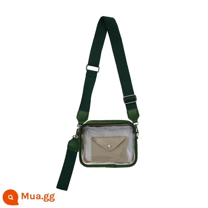 Túi trong suốt PVC mới Ins Tide Túi vai nam Thủy triều Messenger Messenger Bag Sinh viên Thể thao Backpack Túi nam Tide - màu xanh lá