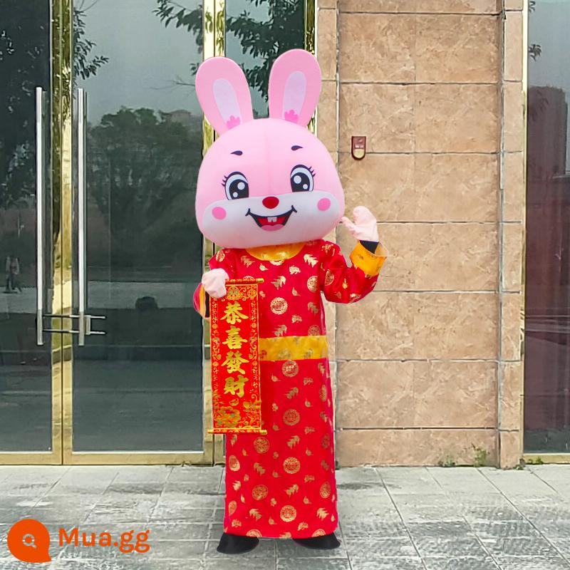 Thỏ hoạt hình Doll Quần áo Thỏ năm đi bộ Hoạt động Prot & Zodiac Linh vật hiệu suất Quần áo búp bê - Thỏ thần tài dễ thương số 1 - Yuan Bao miễn phí (Bộ hoàn chỉnh)