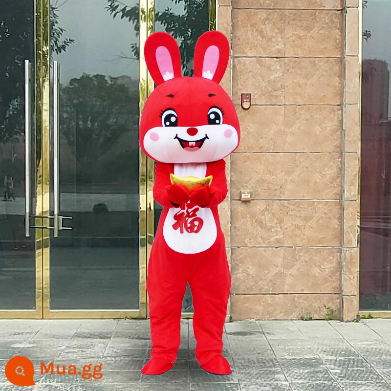 Thỏ hoạt hình Doll Quần áo Thỏ năm đi bộ Hoạt động Prot & Zodiac Linh vật hiệu suất Quần áo búp bê - Happy Rabbit số 1 - Yuanbao miễn phí (trọn bộ)