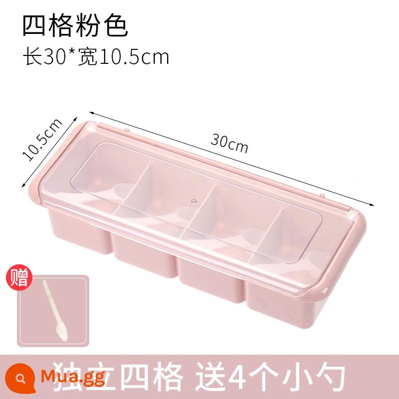 Tang mofang Hộp gia vị kết hợp bộ bốn -in -one Kitchen cung cấp bể muối hộ gia đình Daquan - Mô hình dày (bốn lưới màu hồng)