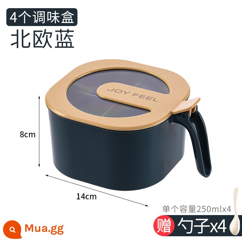 Tang mofang Hộp gia vị kết hợp bộ bốn -in -one Kitchen cung cấp bể muối hộ gia đình Daquan - Mẫu nâng cấp (màu xanh Bắc Âu bốn khung)