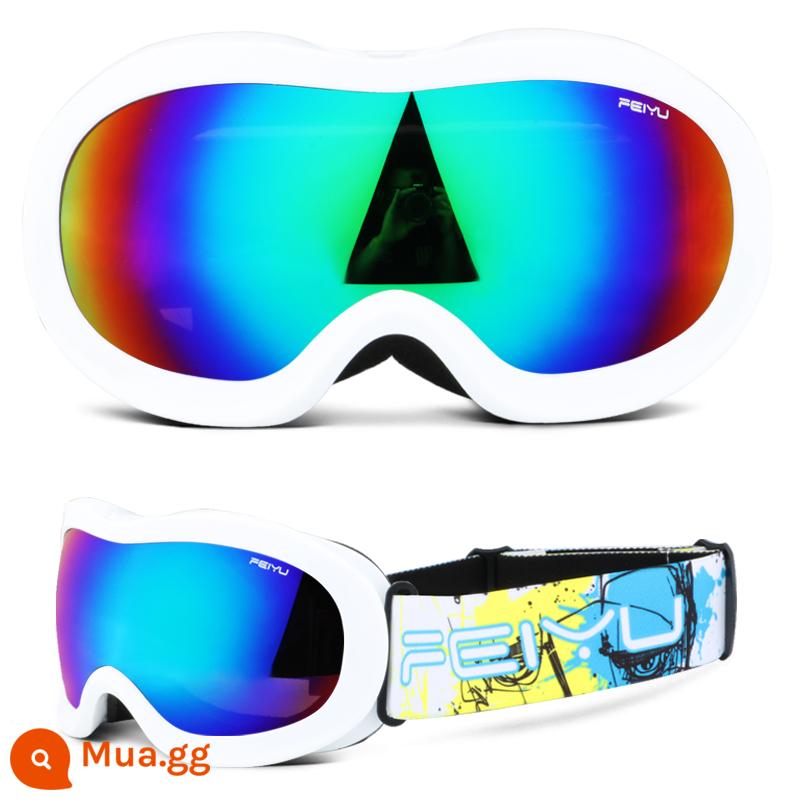 Kính trượt tuyết Ski Gương, Trẻ em, Girls, Baby Snow Field Goggles Card Thiết bị chống lại bộ đầy đủ - phim đầy màu sắc khung trắng