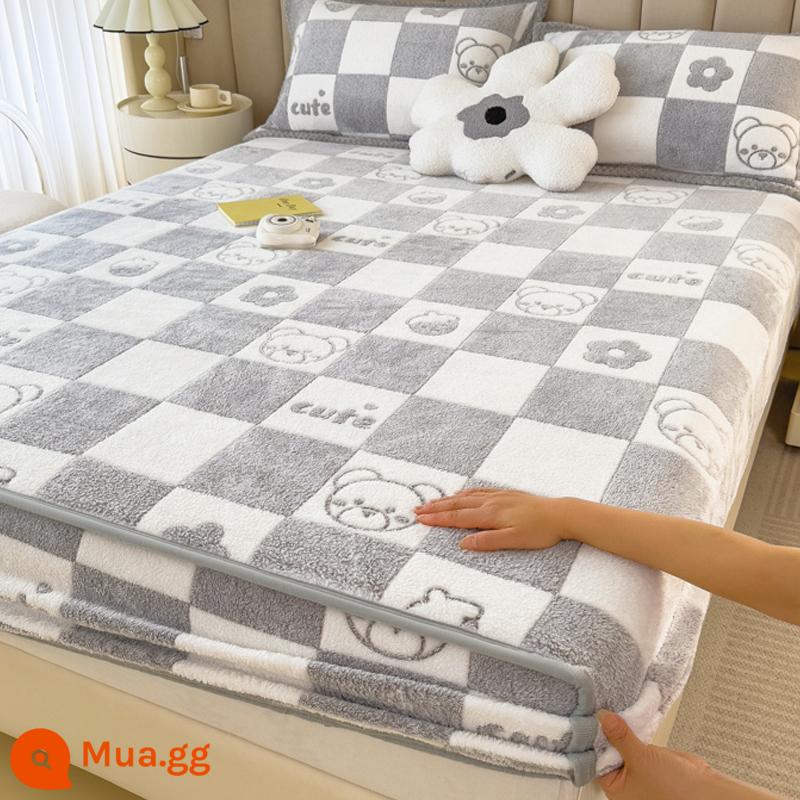 Jieliya sữa san hô mô hình Velvet Single Bed Bed Mids Matsus Mattp Mattop Caper Matsted Mattop Cast Set - gấu Bắc Âu