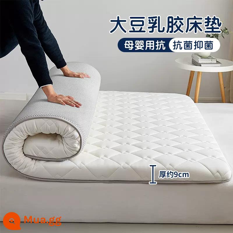 Jie Liya đậu nành cao su nệm đệm hộ gia đình nệm cho thuê nệm cứng ký túc xá đơn tatami mat - (Độ dày khoảng 9cm) Màu trắng ca rô [độ mềm và độ cứng vừa phải 丨dễ sử dụng và không bị xẹp]