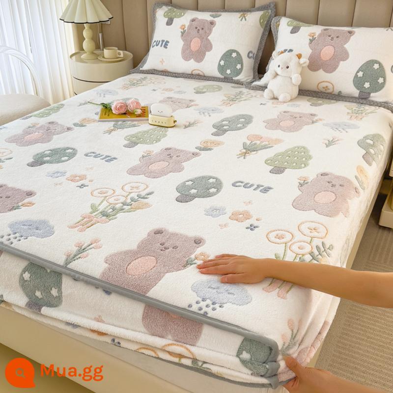 Jieliya sữa san hô mô hình Velvet Single Bed Bed Mids Matsus Mattp Mattop Caper Matsted Mattop Cast Set - công viên rừng