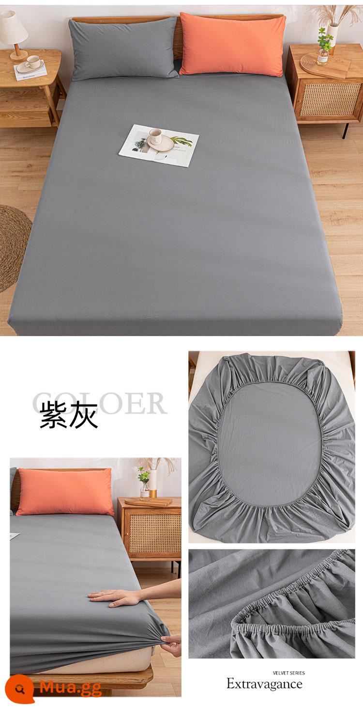 Jie Liya Bông Tân Cương Được Trang Bị Tấm Đơn Trải Giường Cotton Cotton Nguyên Chất Simmons Túi Giường Nệm Túi Bọc Giường Vỏ Bọc Bụi - Màu xám tím [bông Tân Cương chải kỹ, quy trình giặt]