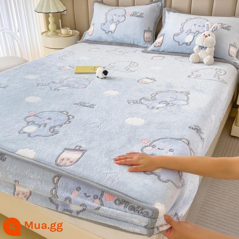 Jieliya sữa san hô mô hình Velvet Single Bed Bed Mids Matsus Mattp Mattop Caper Matsted Mattop Cast Set - Trà sữa rồng xanh