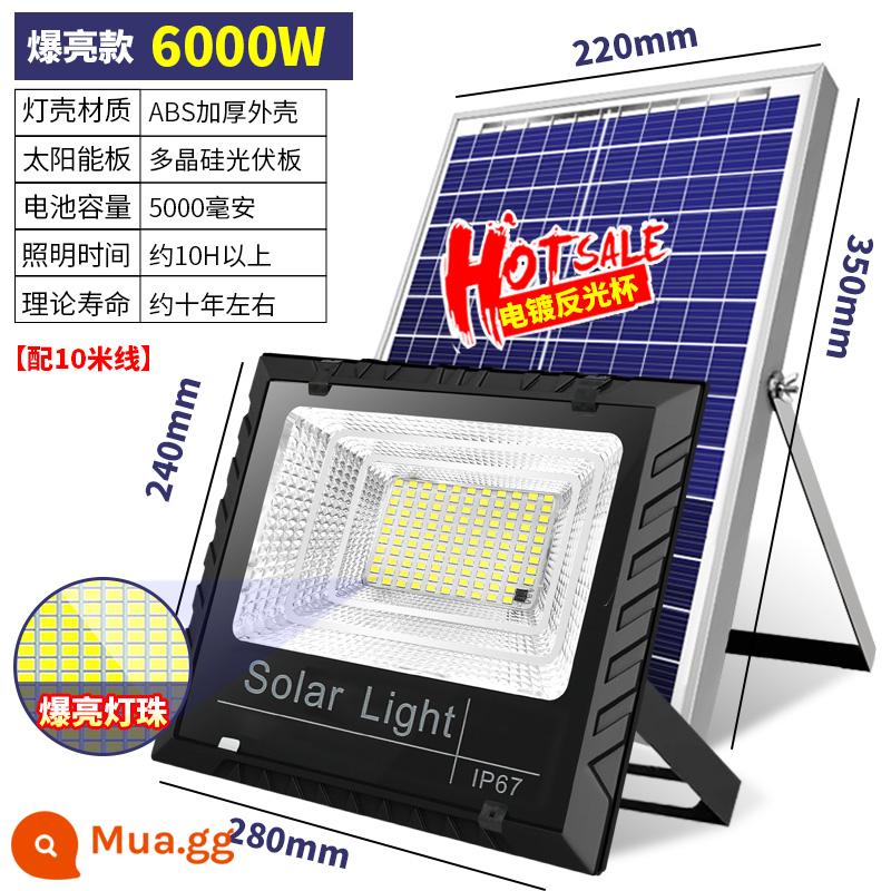 2023 Đèn năng lượng mặt trời ngoài trời Chiếu sáng sân nông thôn Trang chủ Đèn sân vườn siêu sáng Đèn đường LED trong nhà và ngoài trời - 10 mét loại mới [6000Wo] sáng suốt đêm★sáng khoảng 200 mét vuông+tự động sáng sau khi trời tối+thời gian