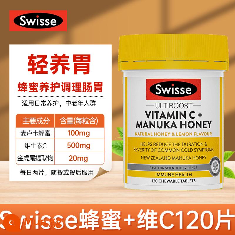 Swisse swiss nuôi dưỡng dạ dày và bảo vệ dạ dày viên uống thực phẩm bảo vệ sức khỏe ôm bao tử men vi sinh người lớn điều hòa tiêu hóa đường ruột - [Nhai mật ong điều hòa chức năng đường tiêu hóa] Swisse Vitamin C + Mật ong Manuka [120 viên]