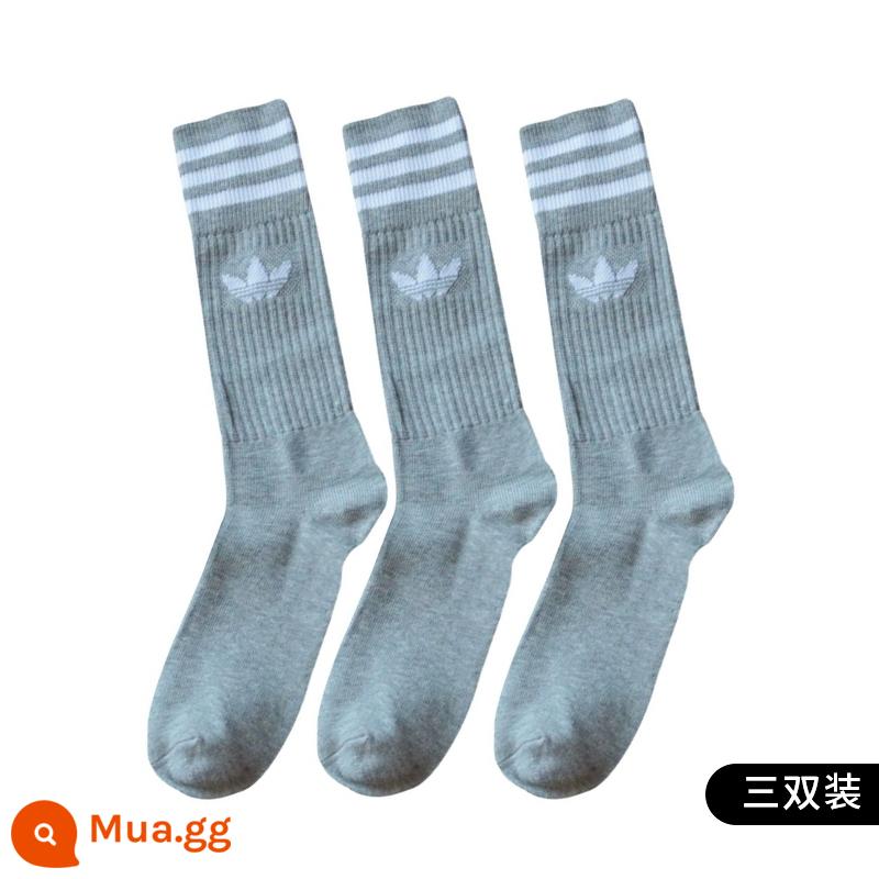 Vớ Adidasadidas, vớ bóng rổ, vớ thể thao, vớ cỏ ba lá nam, vớ trẻ em - [Clover] Xám ED9361 ba đôi