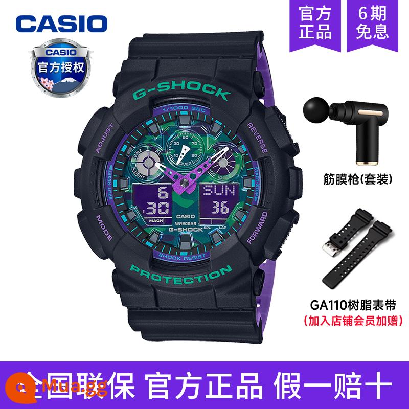 CasioCASIO đồng hồ chiến binh đen nam gshock nữ sinh viên thể thao trái tim bóng tối ga110 chính hãng - GA-100BL-1ADR [bộ súng gắn kèm miễn phí + dây đeo nhựa GA110]