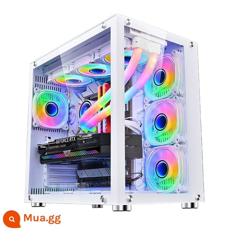 Chơi Jiagu dũng cảm tuyết trắng vỏ máy tính máy tính để bàn MATX hướng biển phòng 240/360 nước làm mát toàn mặt ITX trong suốt - Phòng Robin hướng biển màu trắng