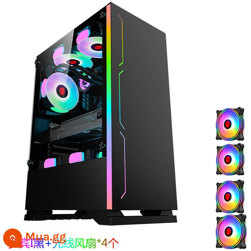 Play Jia Robin I light bar Vỏ máy tính RGB kính cường lực toàn mặt Bộ nguồn trong suốt dưới card đồ họa dài vỏ máy tính để bàn - Robin I Black + Bốn chiếc quạt nhẹ