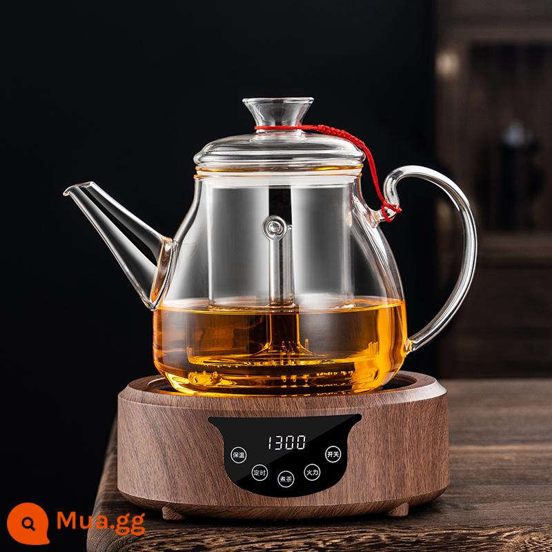 Fengxiang Black Crystal Cooker Tea Nấu Tè Teeer Home Mini Nhỏ Tea Điện từ Tay bếp đa năng Sức khỏe Kính Sức khỏe Cảm hứng Thông minh - Bếp óc chó vàng + Nồi E (nồi hấp + luộc) 1.3L, tặng 6 cốc