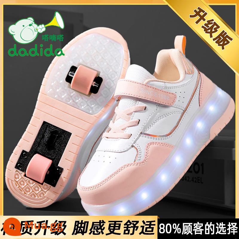 Heelys Giày Bé Gái Mùa Thu 2023 Mới Flash Trẻ Em Giày Trượt Patin Học Sinh Tiểu Học Đôi Lăn Có Bánh Xe - Màu hồng [nâng cấp]